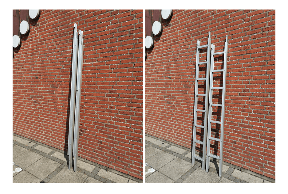 SlimLine Pro brøndstige i brug. Sikker og stabil nedstigning i brønden.